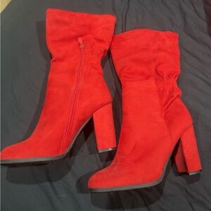 Red Suede Women's Boots